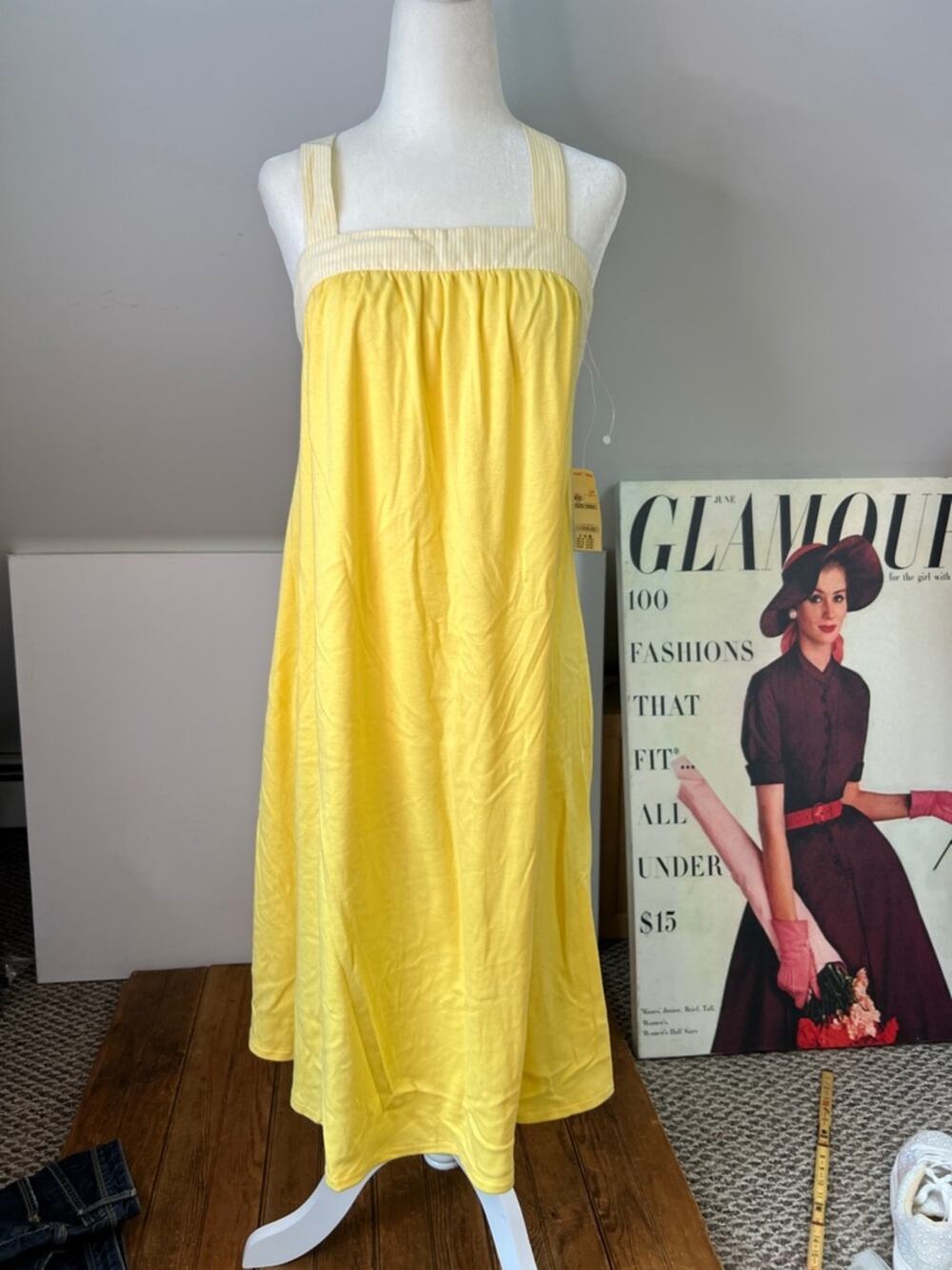 Vintage 1980s Yellow Summer Dress or swim cover  - Classic Easy Fit size sm NWT